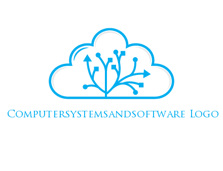 line art cloud with arrows and network lines