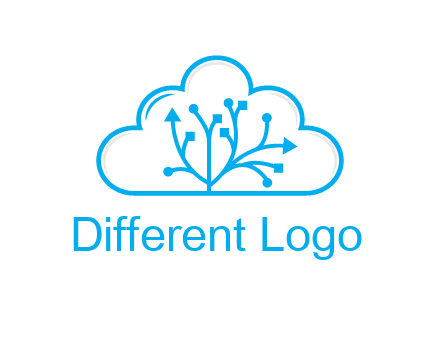 line art cloud with arrows and network lines