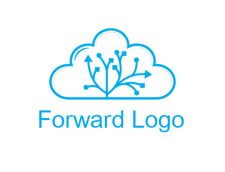 line art cloud with arrows and network lines
