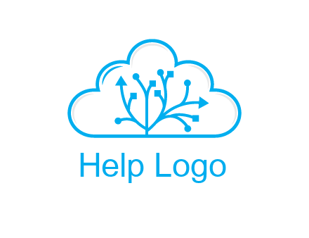 line art cloud with arrows and network lines