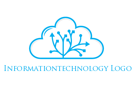 line art cloud with arrows and network lines