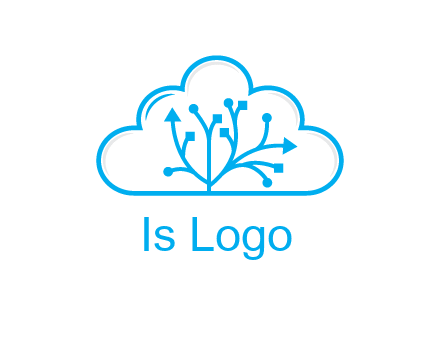 line art cloud with arrows and network lines