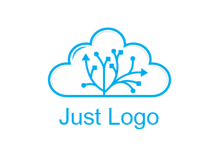 line art cloud with arrows and network lines