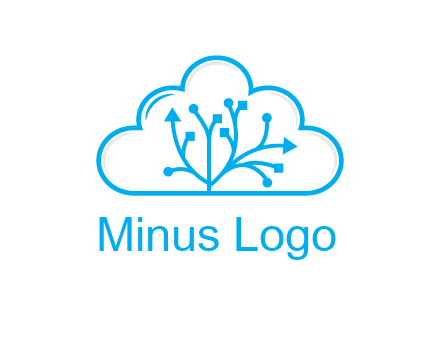 line art cloud with arrows and network lines