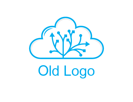 line art cloud with arrows and network lines