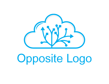 line art cloud with arrows and network lines