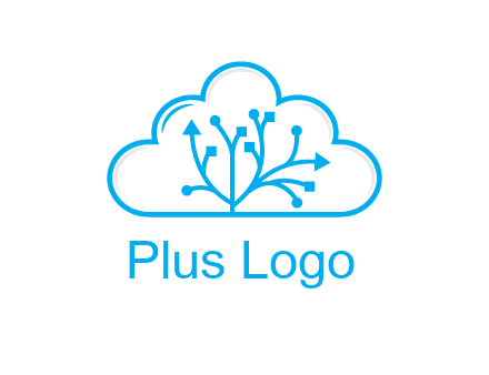 line art cloud with arrows and network lines