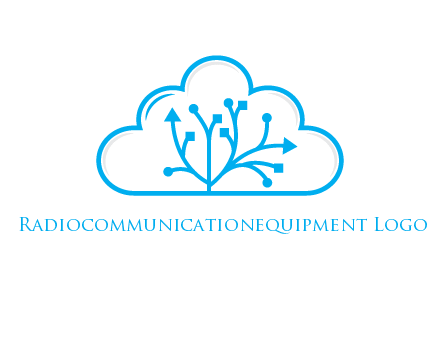 line art cloud with arrows and network lines