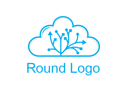 line art cloud with arrows and network lines