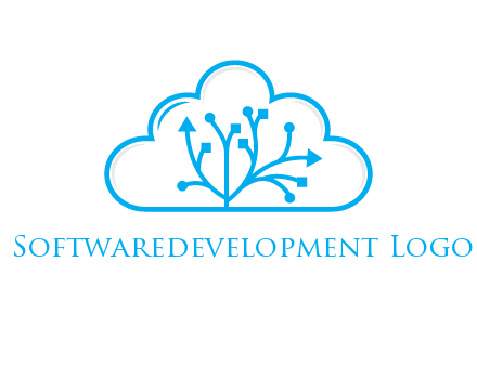 line art cloud with arrows and network lines