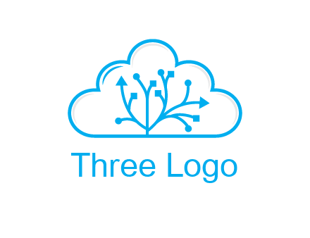 line art cloud with arrows and network lines