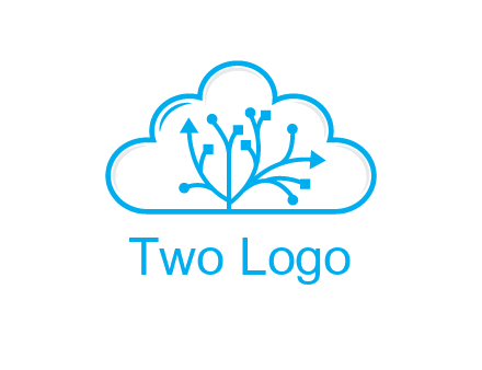 line art cloud with arrows and network lines