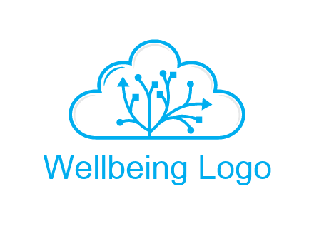 line art cloud with arrows and network lines