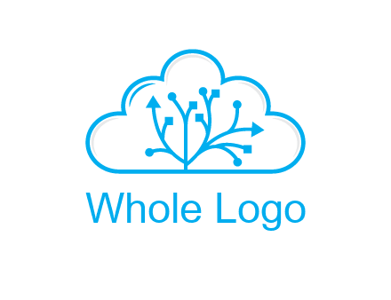 line art cloud with arrows and network lines