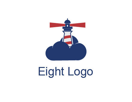 lighthouse in clouds