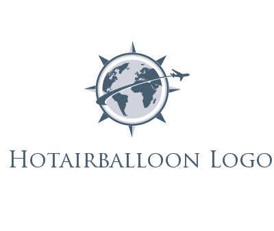 globe with swoosh and airplane in spiky circle