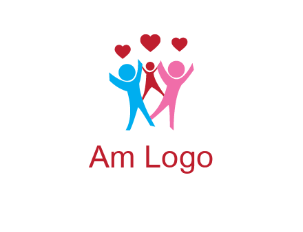 happy family with love symbol
