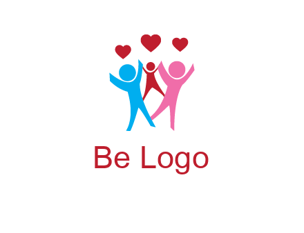 happy family with love symbol