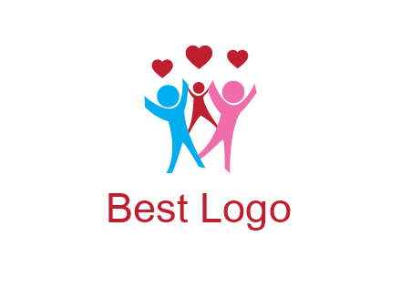 happy family with love symbol