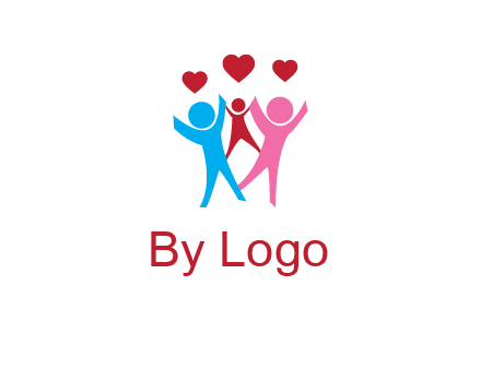 happy family with love symbol