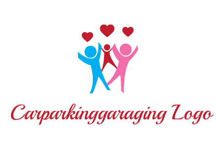 happy family with love symbol