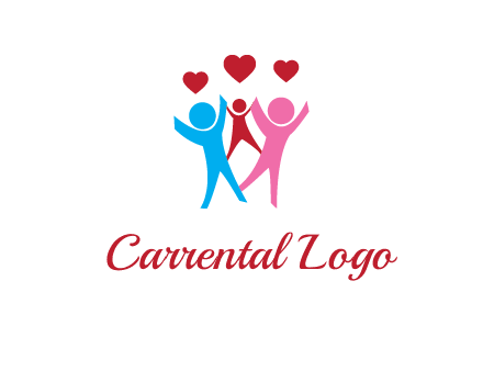 happy family with love symbol