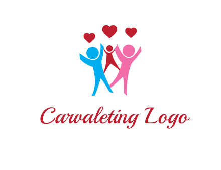 happy family with love symbol