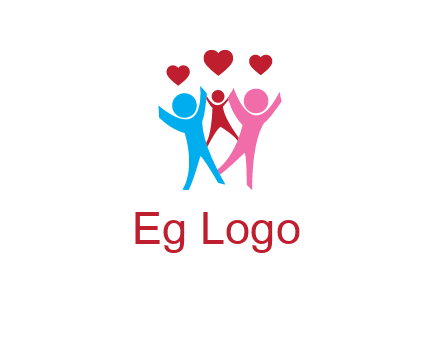 happy family with love symbol