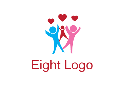 happy family with love symbol