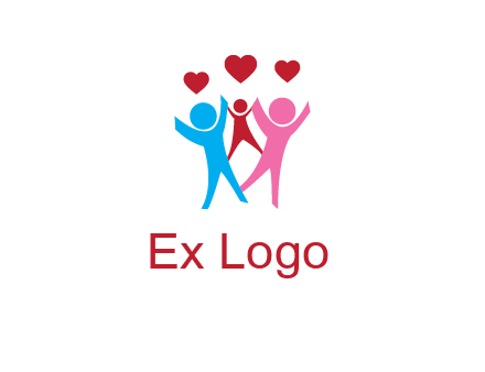happy family with love symbol