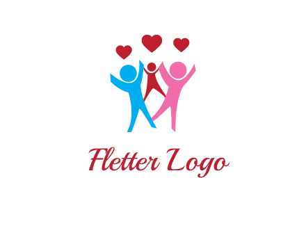 happy family with love symbol