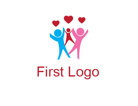 happy family with love symbol