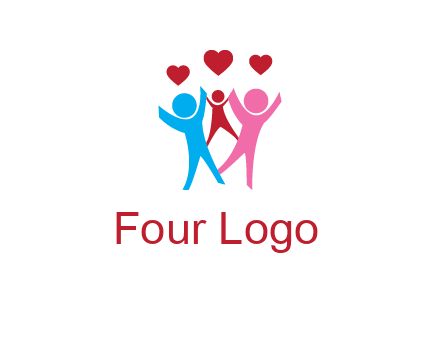 happy family with love symbol