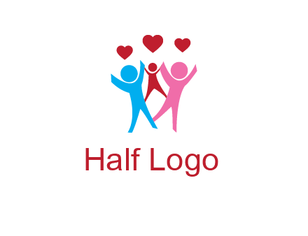 happy family with love symbol