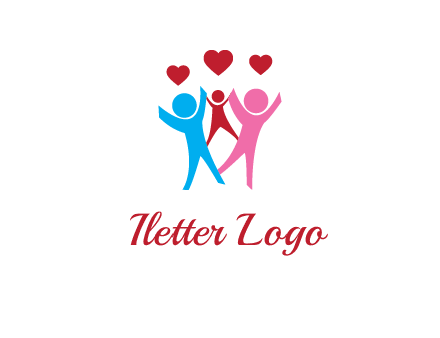 happy family with love symbol