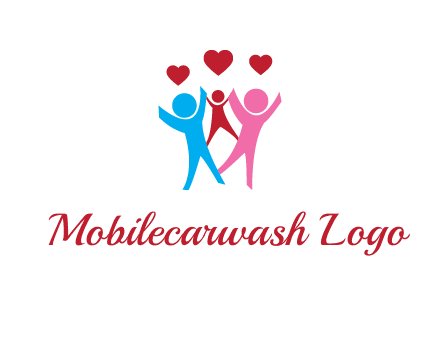 happy family with love symbol
