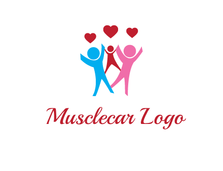 happy family with love symbol