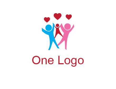 happy family with love symbol