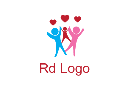 happy family with love symbol