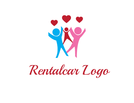 happy family with love symbol
