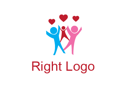 happy family with love symbol