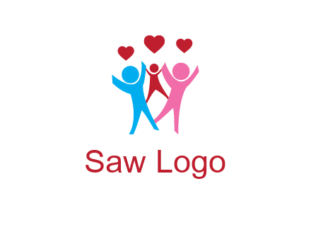 happy family with love symbol
