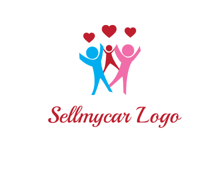 happy family with love symbol