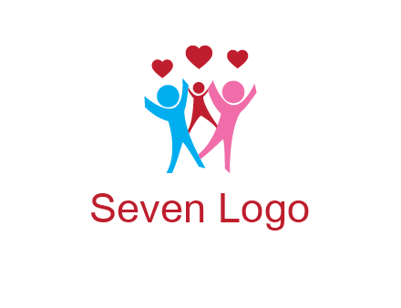 happy family with love symbol