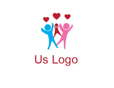 happy family with love symbol
