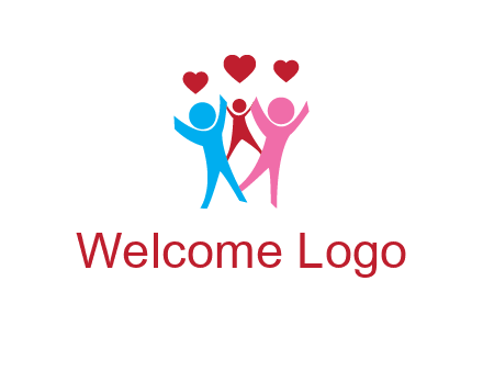 happy family with love symbol