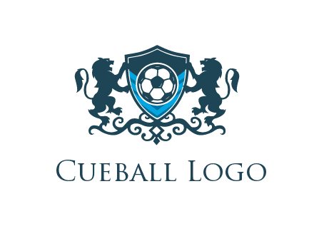 lions with football in ornamental shield 