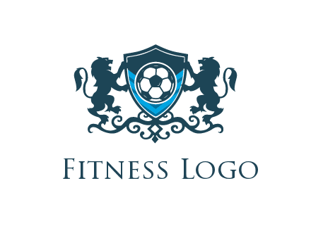 lions with football in ornamental shield 