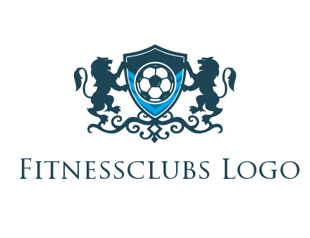 lions with football in ornamental shield 