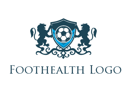 lions with football in ornamental shield 